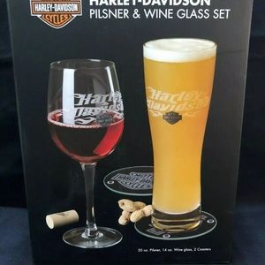 Harley-Davidson Pilsner & Wine Glass Set NIB